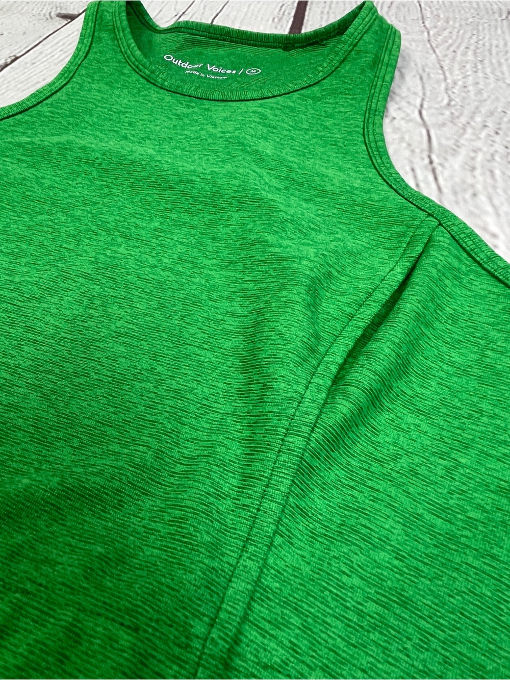 OUTDOOR VOICES Athena green heather high-neck crop tank top, size M - Picture 4 of 11